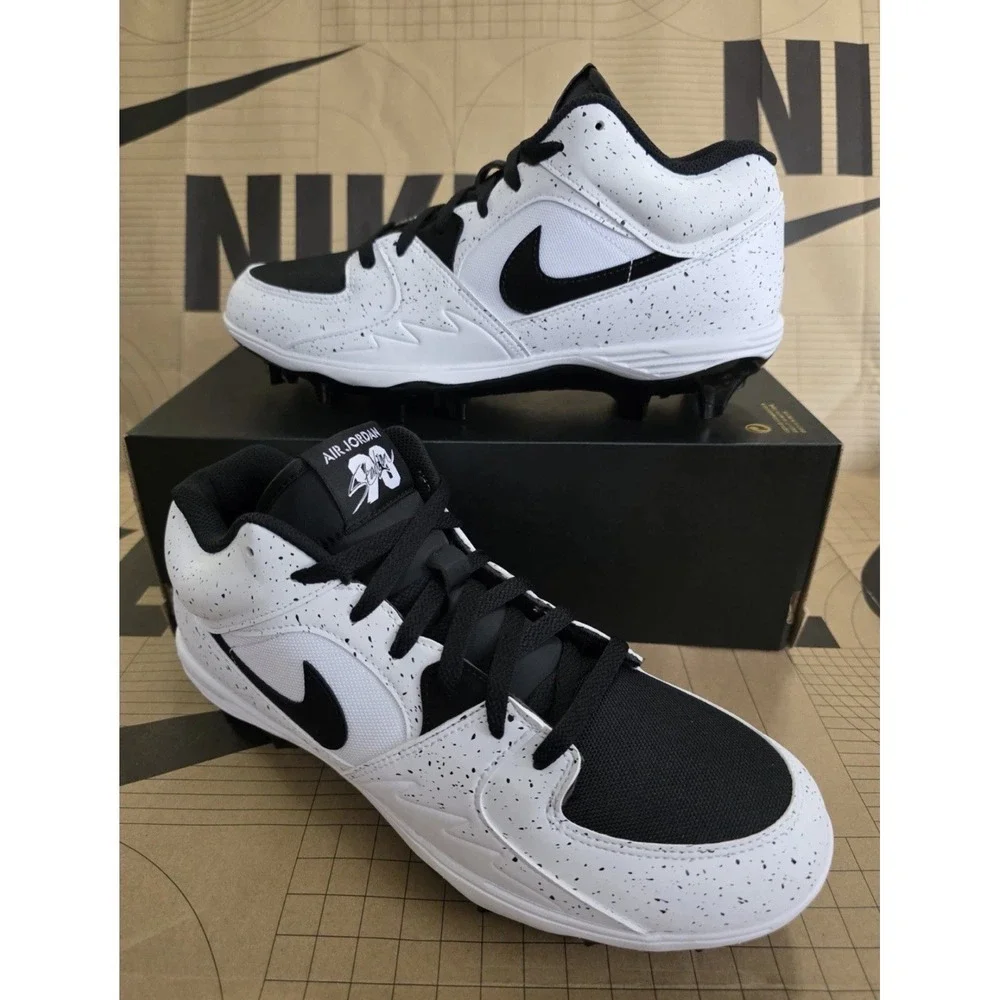 Size 12 Men's - Jordan Stadium 90 Low TD White Black HQ0210-100 Football Cleats